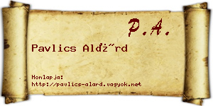 Pavlics Alárd névjegykártya